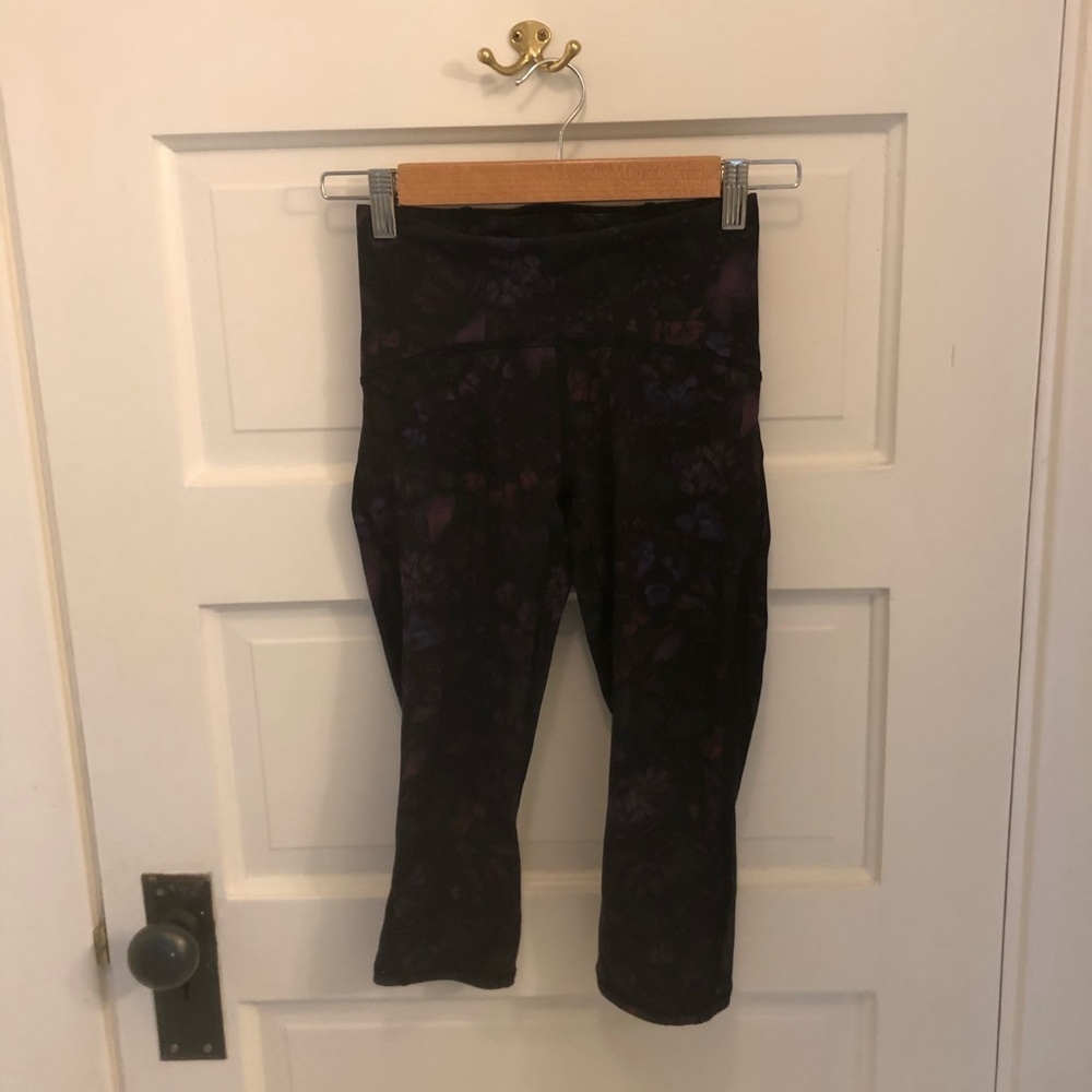 Dark floral Lululemon short leggings